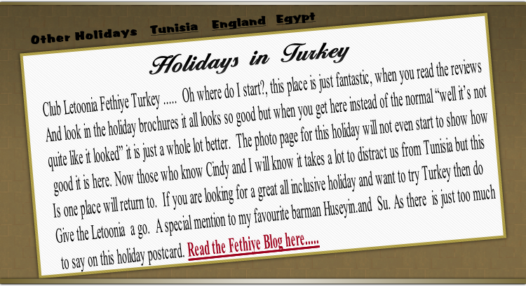 Other Holidays   Tunisia    England   Egypt